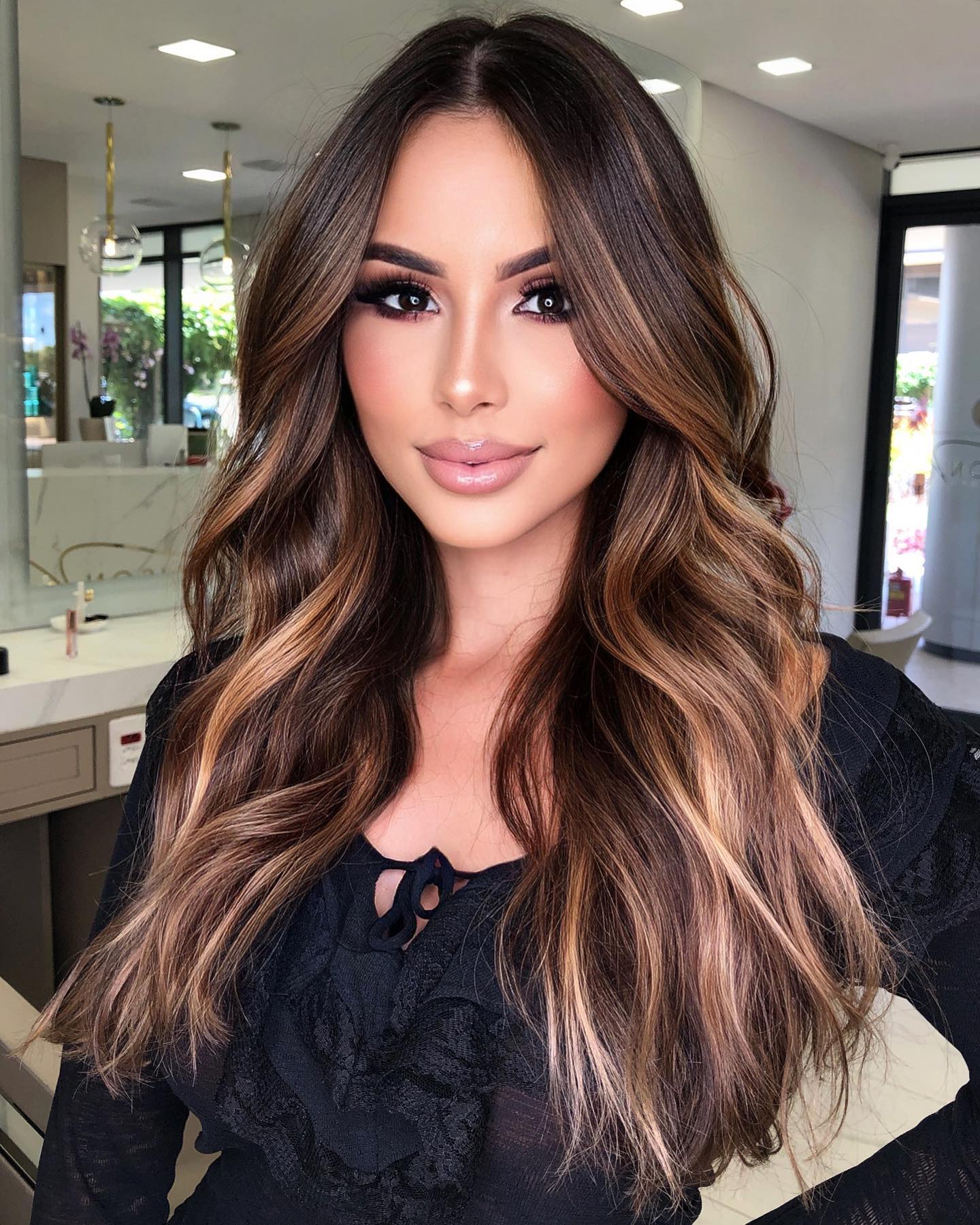 Caramel Highlights for Dark Hair and Eyes