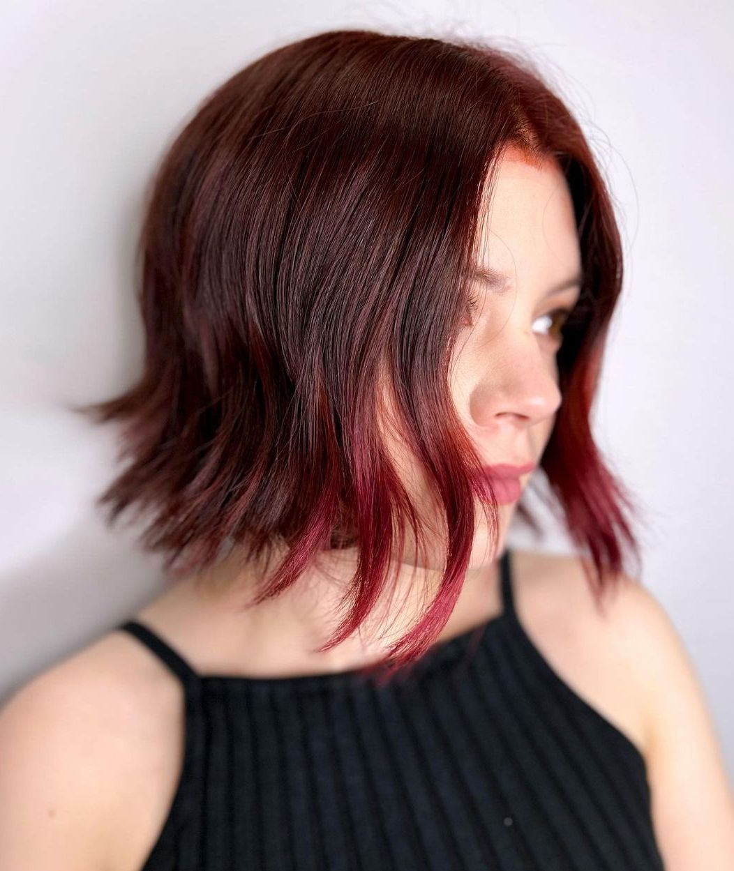 Chocolate Bob with Burgundy Ends