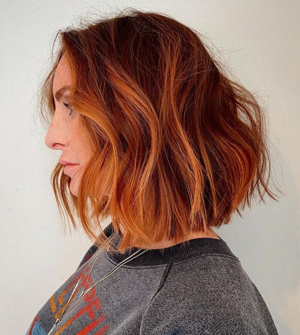 Hot Choppy Copper Auburn Bob