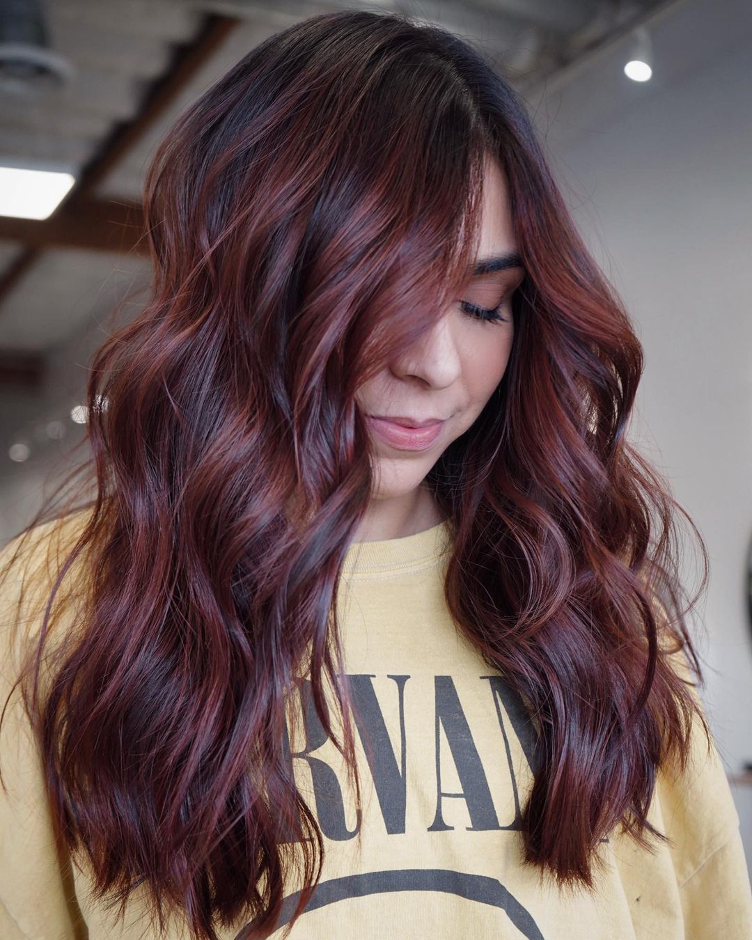 Dark Burgundy Hair with Auburn Touches