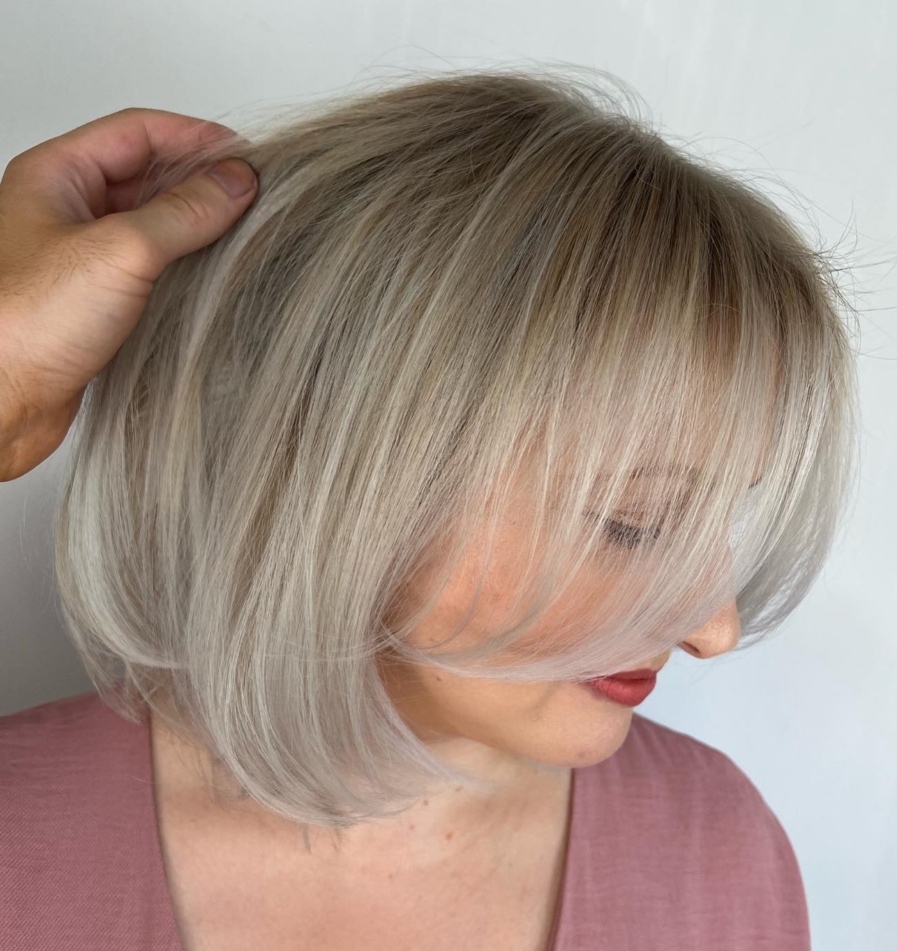 Ash Blonde Bob with Honey Blonde Roots