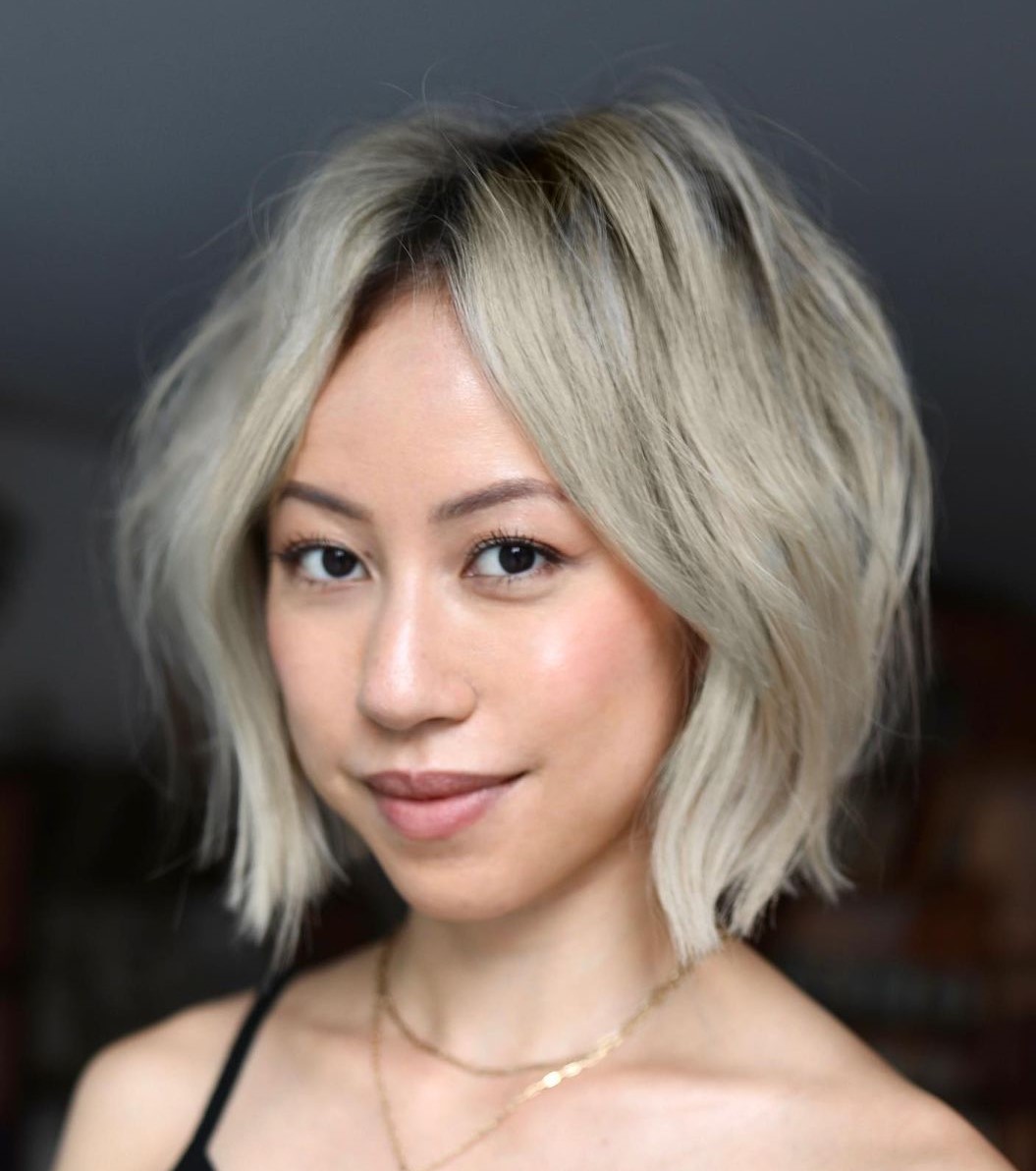 Cute Rooted Ash Blonde Bob