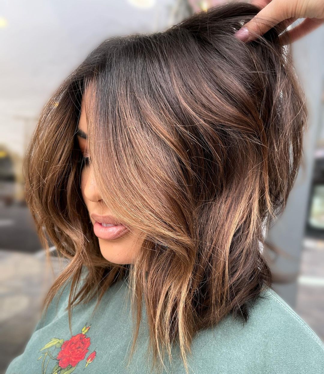 Amazing Caramel Brown Balayage Lob