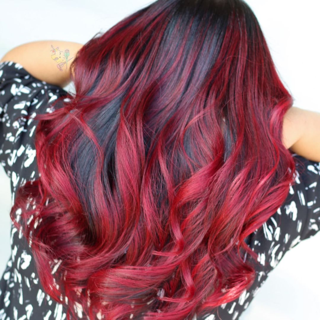 Hot Burgundy Crimson Balayage Blend